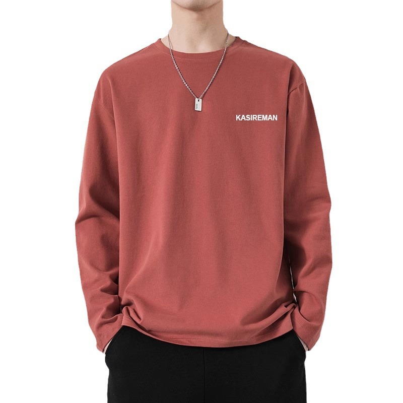 Autumn men's long sleeved t-shirt trendy youth t-shirt slim fit top men's printed autumn shirt base wholesale