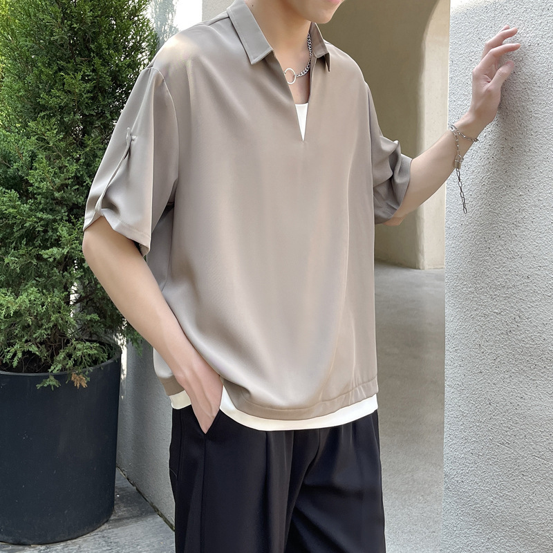 Short sleeved men's T-shirt Polo base shirt 2022 new men's collar casual short sleeved T-shirt men's top wholesale