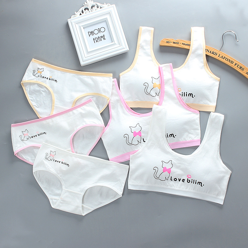 Girls' bra set cotton development period vest underwear children's bra summer 14 breathable wholesale 15