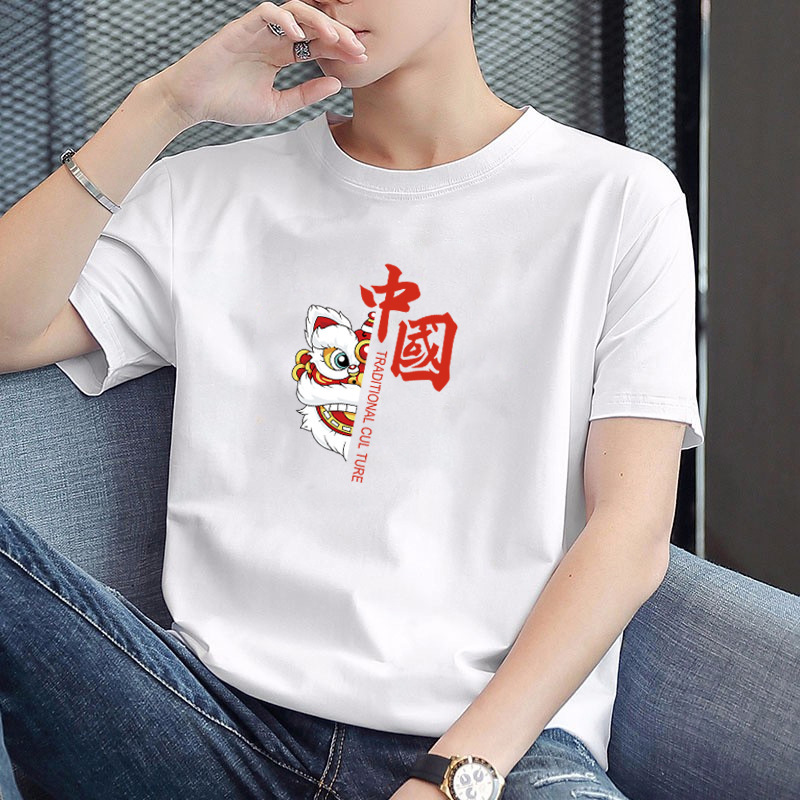 Manufacturer wholesale short sleeved T-shirt men's trendy half sleeved base shirt men's round neck printed simple and versatile T-shirt Manufacturer wholesale short sleeved T-shirt men's trendy half sleeved base shirt men's round neck printed simple and versatile T-shirt