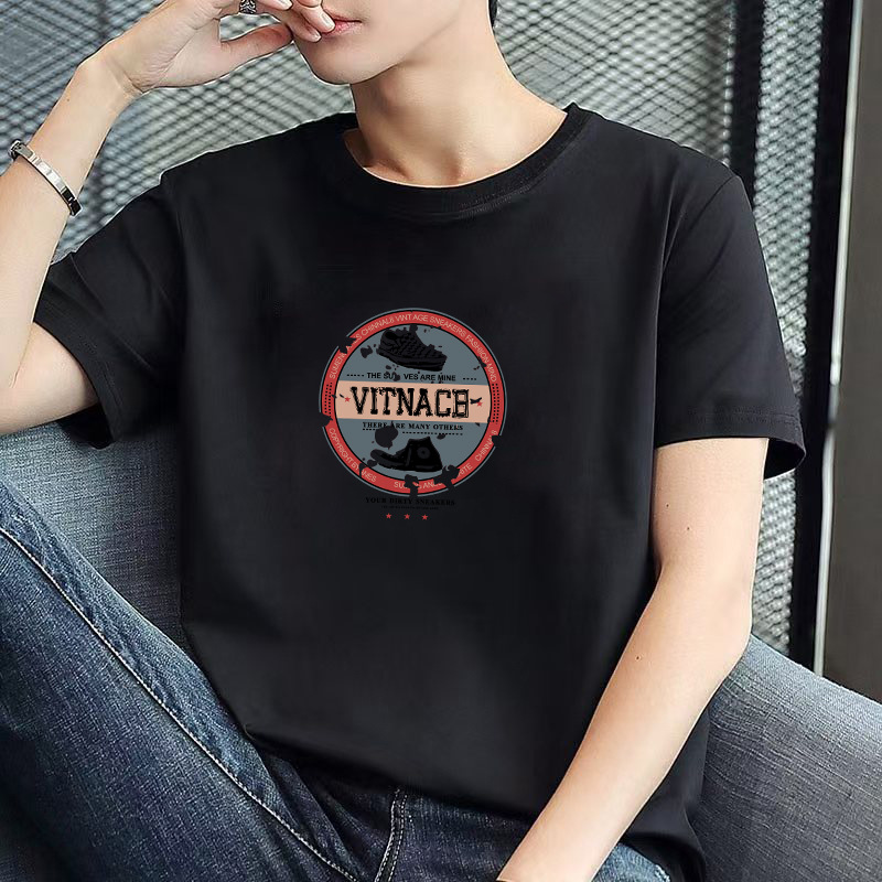 Manufacturer wholesale short sleeved T-shirt men's trendy half sleeved base shirt men's round neck printed simple and versatile T-shirt Manufacturer wholesale short sleeved T-shirt men's trendy half sleeved base shirt men's round neck printed simple and versatile T-shirt