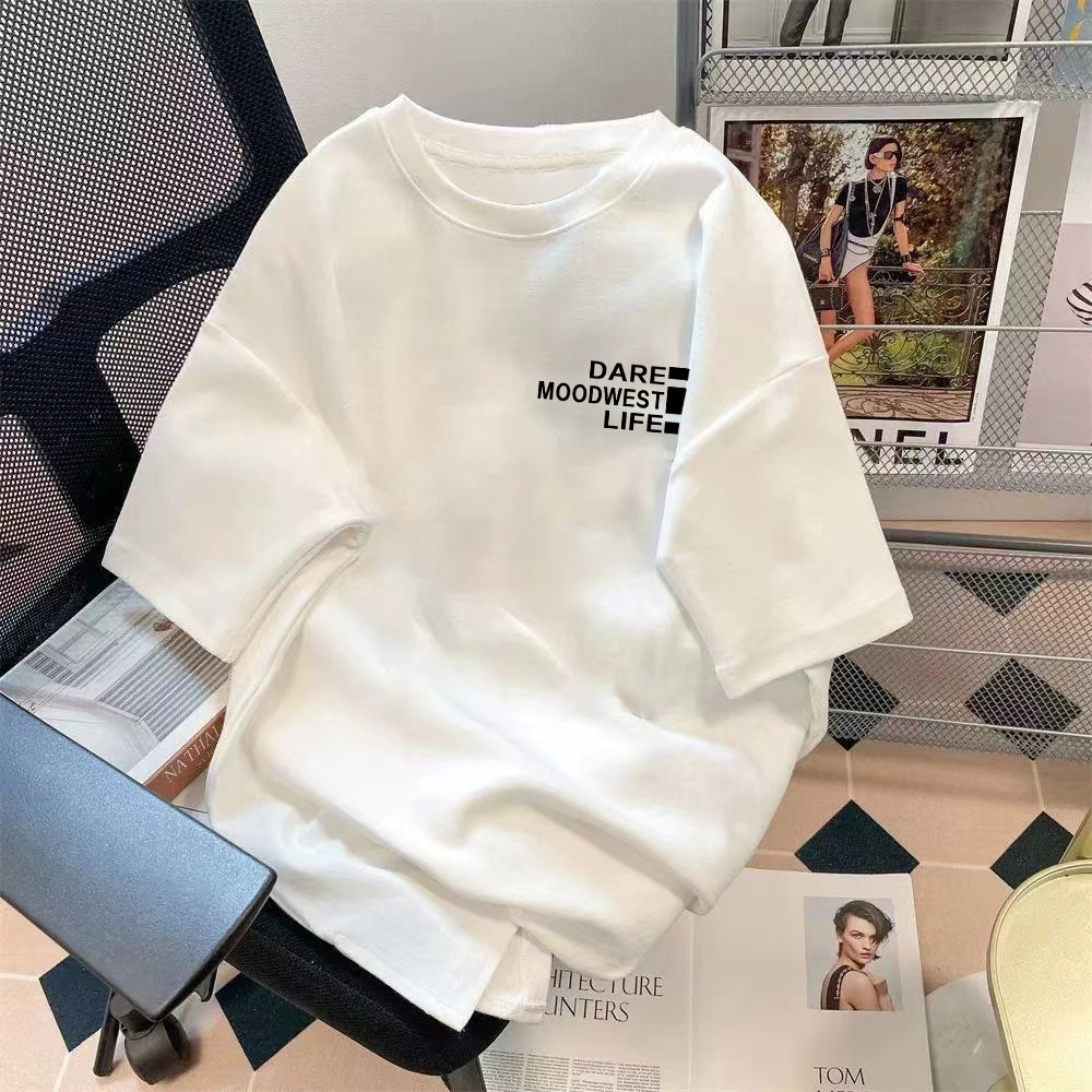 Manufacturer wholesale strawberry bear summer couple loose five quarter sleeve top with simple printing and versatile solid color T-shirt Manufacturer wholesale strawberry bear summer couple loose five quarter sleeve top with simple printing and versatile solid color T-shirt