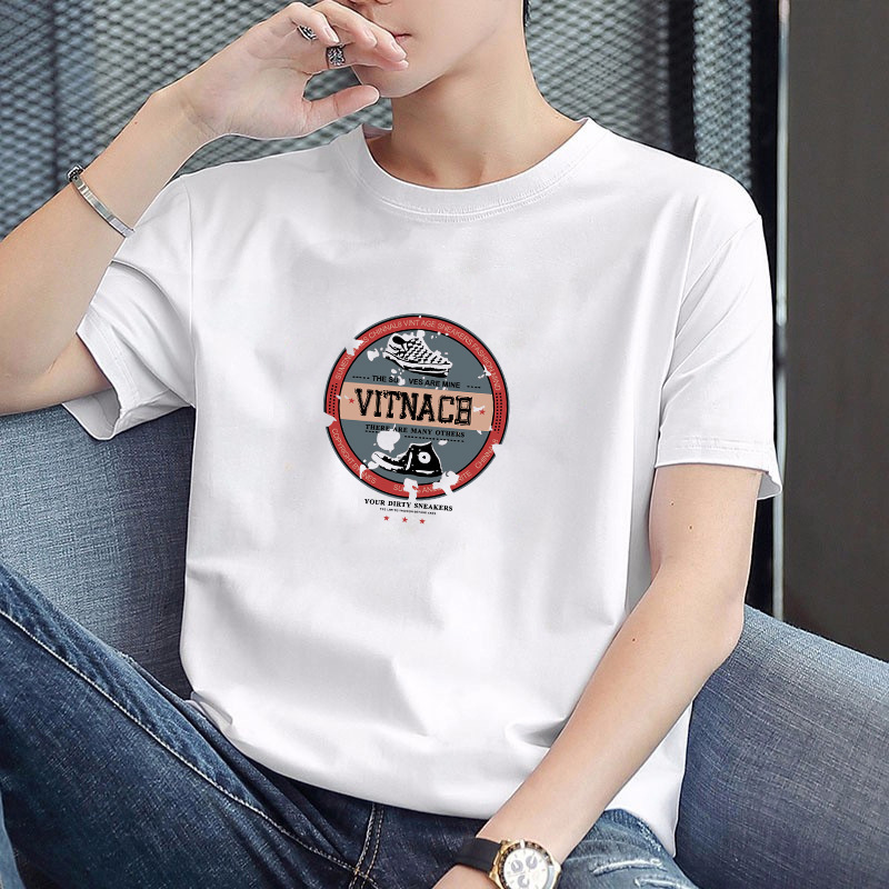 Manufacturer wholesale short sleeved T-shirt men's trendy half sleeved base shirt men's round neck printed simple and versatile T-shirt Manufacturer wholesale short sleeved T-shirt men's trendy half sleeved base shirt men's round neck printed simple and versatile T-shirt
