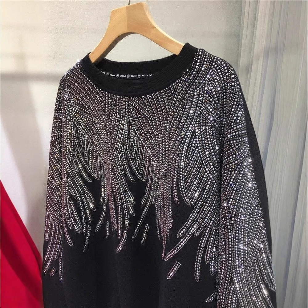 6554 # 300kg Extra Large Size with Thick Velvet Heavy duty Hot Drilled Front and Rear Full Drilled Light Luxury Wings Long Sleeve Hoodie for Women 6554 # 300kg Extra Large Size with Thick Velvet Heavy duty Hot Drilled Front and Rear Full Drilled Light Luxury Wings Long Sleeve Hoodie for Women