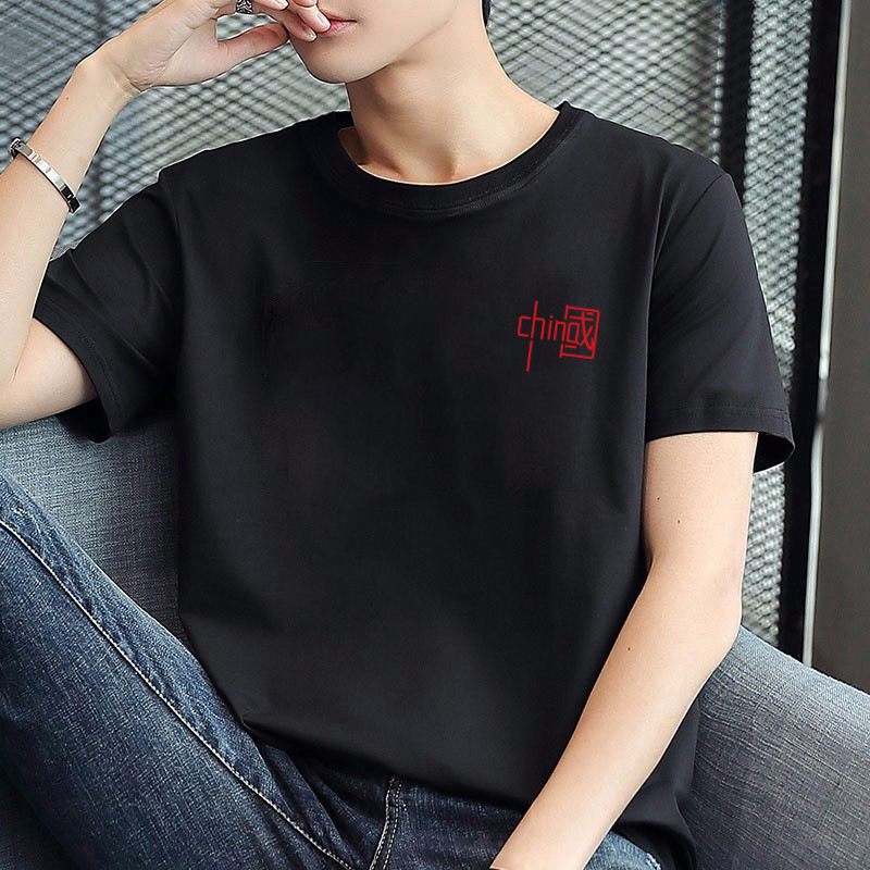 Manufacturer wholesale short sleeved T-shirt men's trendy half sleeved base shirt men's round neck printed simple and versatile T-shirt Manufacturer wholesale short sleeved T-shirt men's trendy half sleeved base shirt men's round neck printed simple and versatile T-shirt