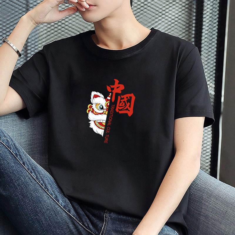 Manufacturer wholesale short sleeved T-shirt men's trendy half sleeved base shirt men's round neck printed simple and versatile T-shirt Manufacturer wholesale short sleeved T-shirt men's trendy half sleeved base shirt men's round neck printed simple and versatile T-shirt