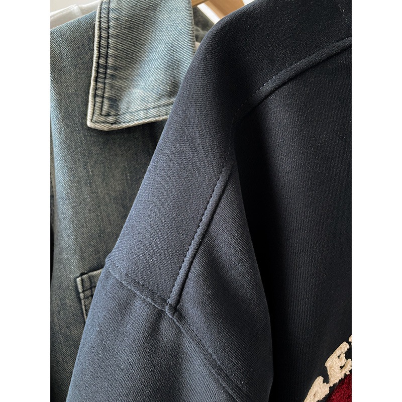 Original fabric pure cotton and cotton composite plus size mushroom embroidery hoodie 2025 loose casual fat mm round neck top Original fabric pure cotton and cotton composite plus size mushroom embroidery hoodie 2025 loose casual fat mm round neck top