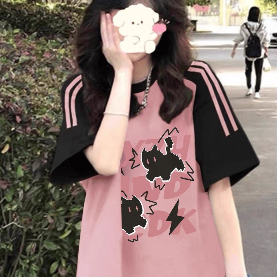 【 Cotton 230g 】 Cotton 230g raglan color blocked cow horn sleeves with three stripes and eight stripes, short sleeved T-shirt with loose fit 【 Cotton 230g 】 Cotton 230g raglan color blocked cow horn sleeves with three stripes and eight stripes, short sleeved T-shirt with loose fit