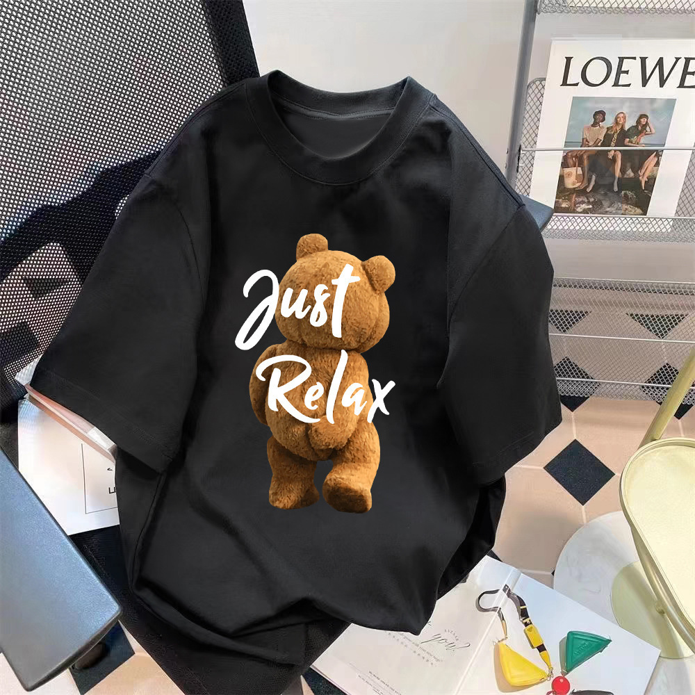 Manufacturer wholesale trend retro letter printed pattern top loose five quarter sleeve T-shirt simple versatile top Manufacturer wholesale trend retro letter printed pattern top loose five quarter sleeve T-shirt simple versatile top