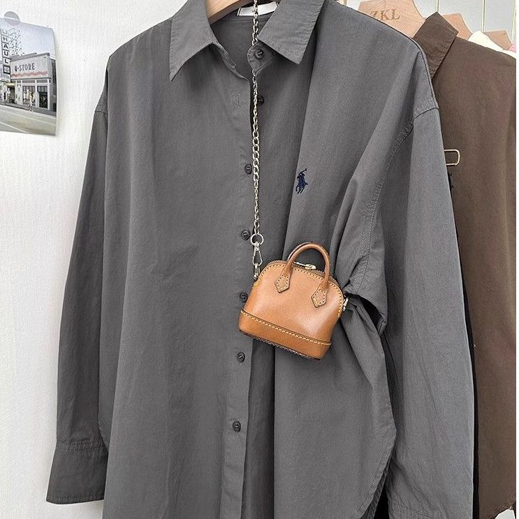 Pony embroidered shirt for women, loose Korean style, simple and high-end design, commuting shirt, fashionable and casual long sleeved top