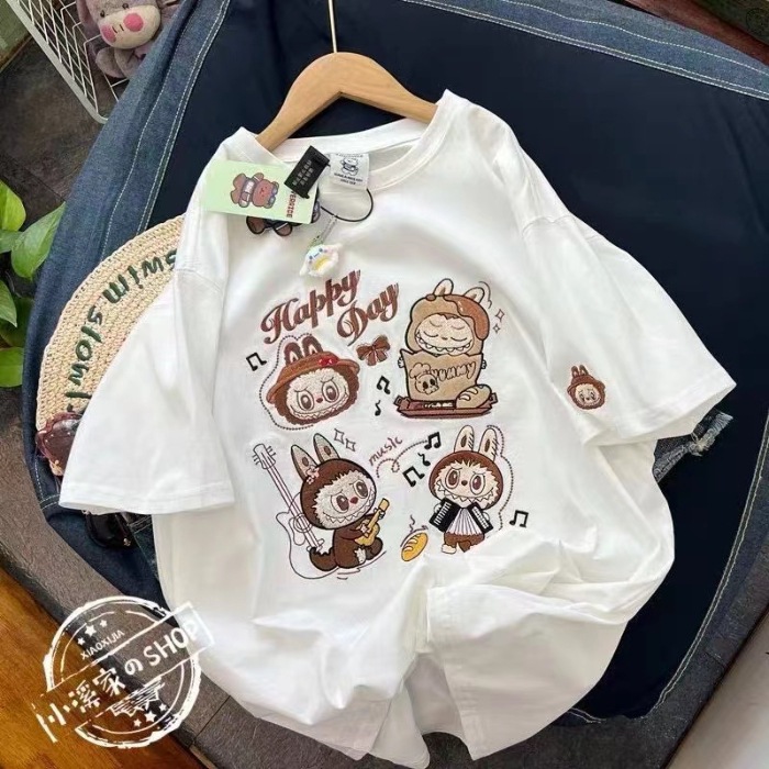 Cotton heavy-duty embroidery (with lining fabric) cartoon cute short sleeved T-shirt top Cotton heavy-duty embroidery (with lining fabric) cartoon cute short sleeved T-shirt top