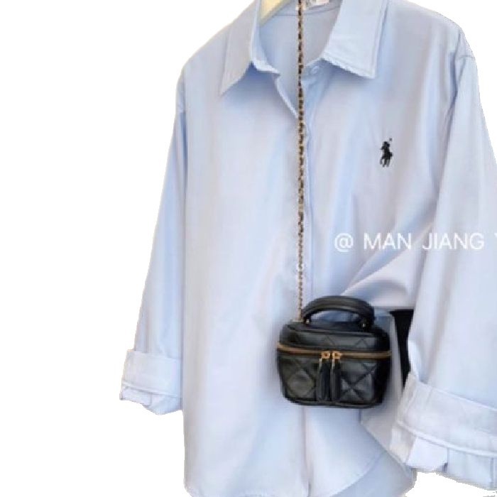 Pony embroidered shirt for women, loose Korean style, simple and high-end design, commuting shirt, fashionable and casual long sleeved top Pony embroidered shirt for women, loose Korean style, simple and high-end design, commuting shirt, fashionable and casual long sleeved top