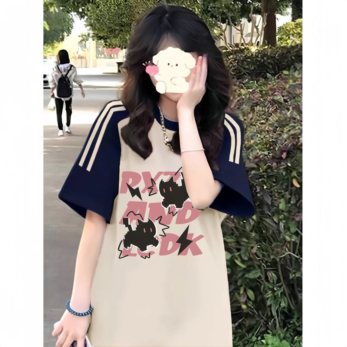 【 Cotton 230g 】 Cotton 230g raglan color blocked cow horn sleeves with three stripes and eight stripes, short sleeved T-shirt with loose fit 【 Cotton 230g 】 Cotton 230g raglan color blocked cow horn sleeves with three stripes and eight stripes, short sleeved T-shirt with loose fit