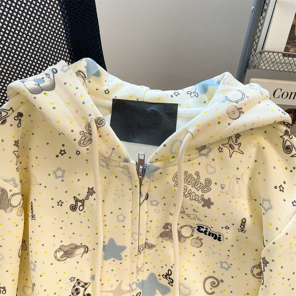 Japanese Sweet Bear Ears Cute Cartoon Hoodie Cardigan Female Junior High School Students Autumn and Winter Collection Plush Hooded Loose Coat Japanese Sweet Bear Ears Cute Cartoon Hoodie Cardigan Female Junior High School Students Autumn and Winter Collection Plush Hooded Loose Coat