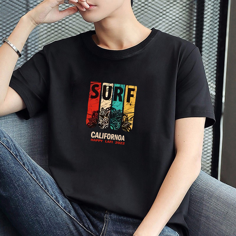 Manufacturer wholesale short sleeved T-shirt men's trendy half sleeved base shirt men's round neck printed simple and versatile T-shirt Manufacturer wholesale short sleeved T-shirt men's trendy half sleeved base shirt men's round neck printed simple and versatile T-shirt