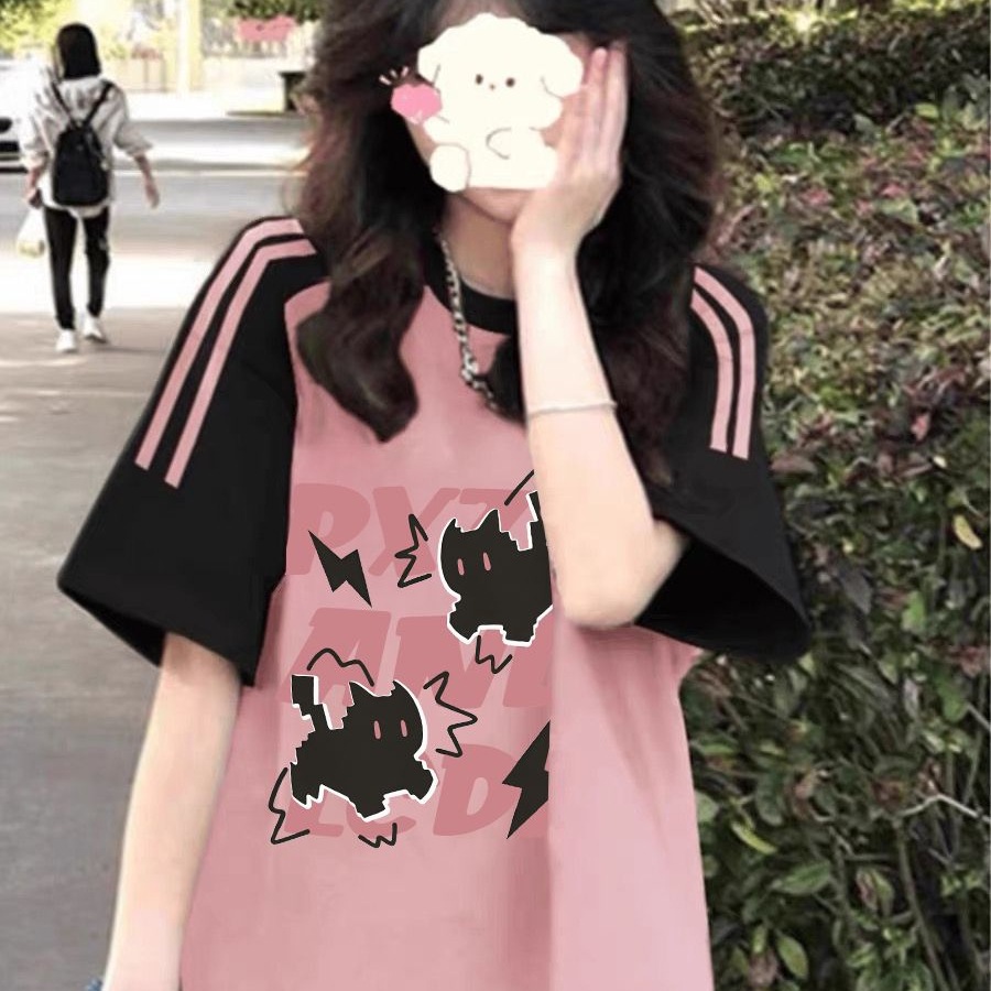 【 Cotton 230g 】 Cotton 230g raglan color blocked cow horn sleeves with three stripes and eight stripes, short sleeved T-shirt with loose fit 【 Cotton 230g 】 Cotton 230g raglan color blocked cow horn sleeves with three stripes and eight stripes, short sleeved T-shirt with loose fit