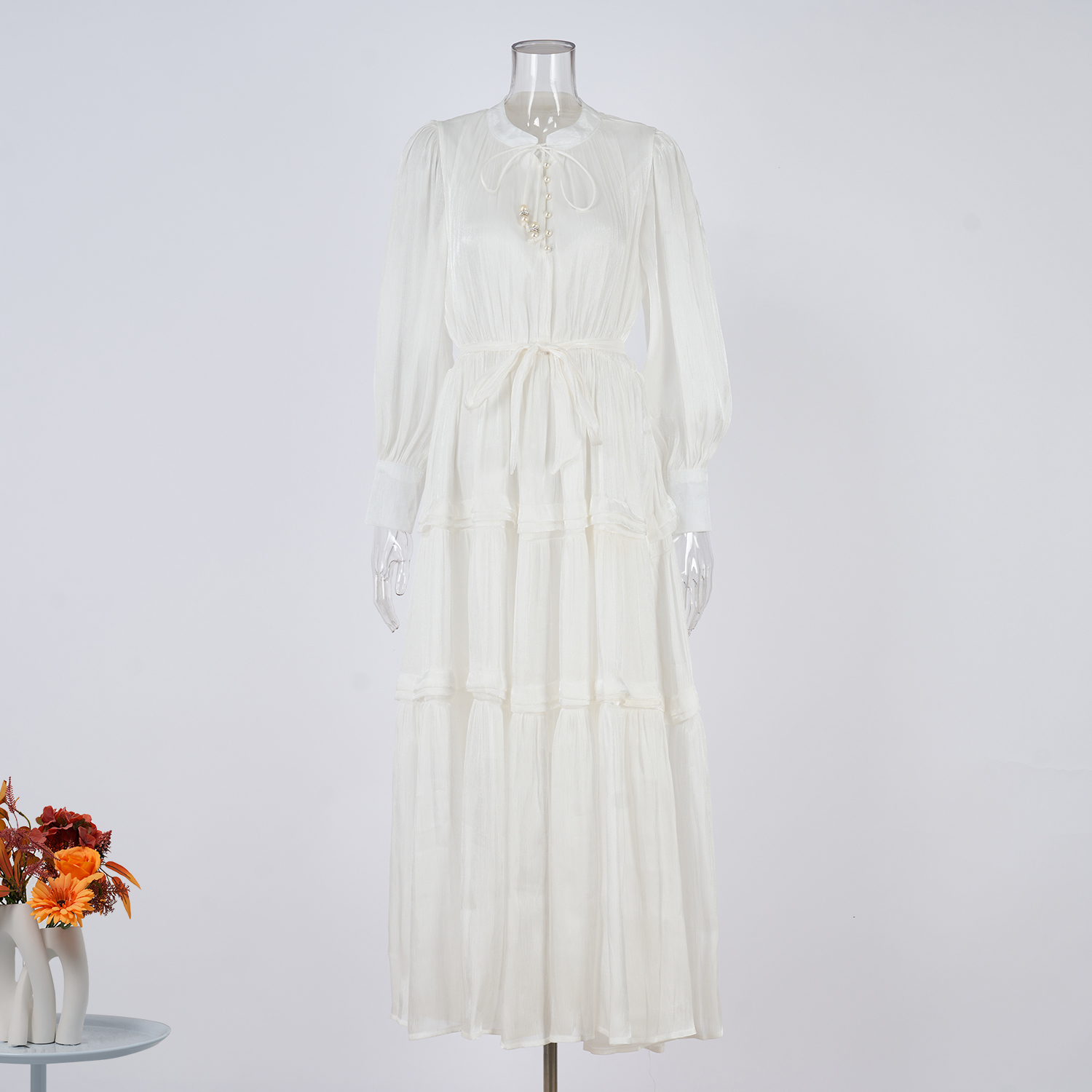 Real shooting of European and American style autumn new women's long sleeved dress with loose waist and slimming temperament long skirt in 8 colors