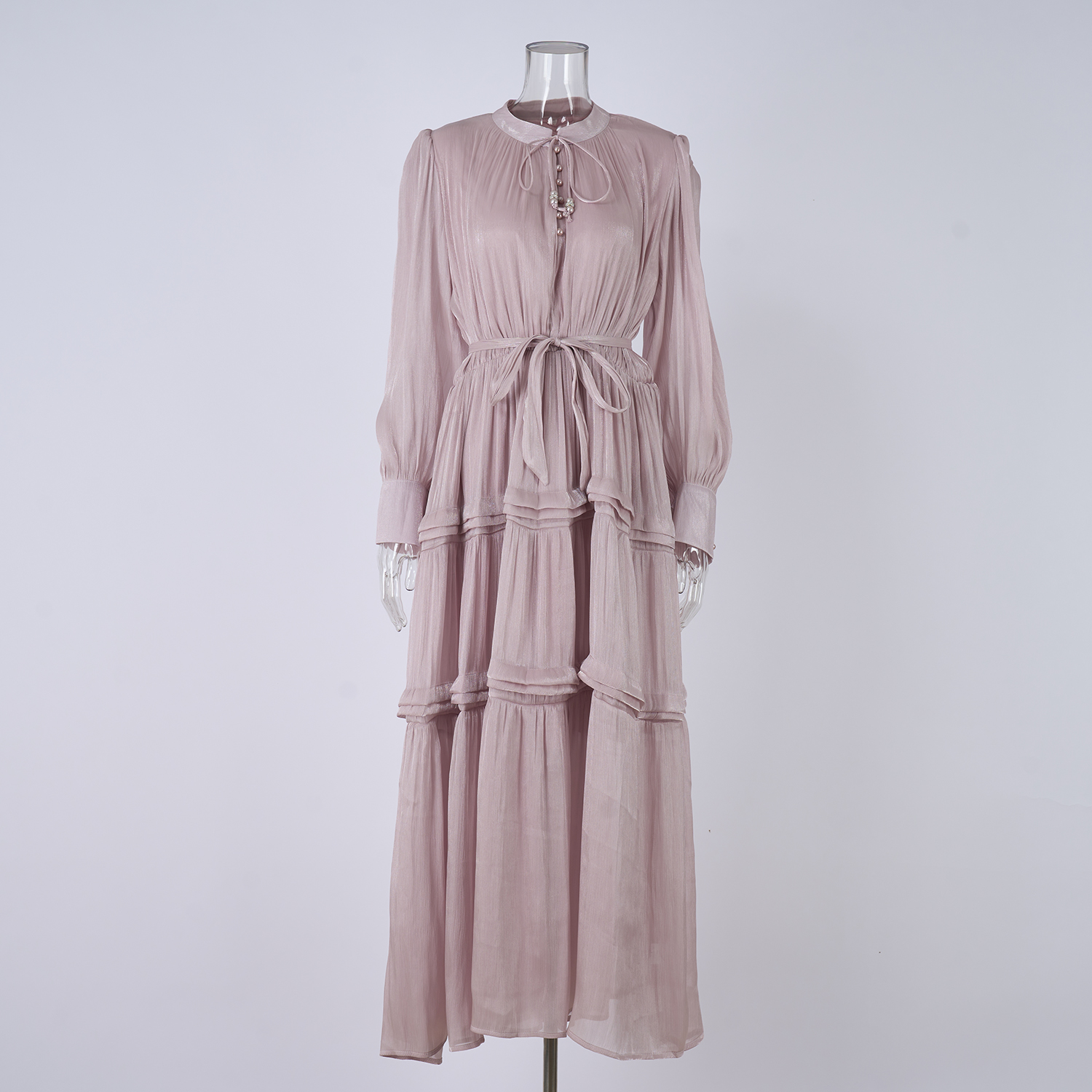 Real shooting of European and American style autumn new women's long sleeved dress with loose waist and slimming temperament long skirt in 8 colors Real shooting of European and American style autumn new women's long sleeved dress with loose waist and slimming temperament long skirt in 8 colors