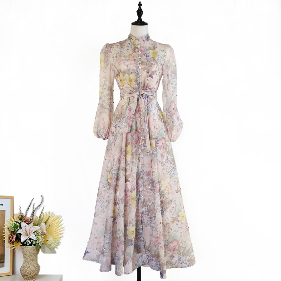 29 color French stand up collar lantern sleeve studded diamond sparkling super large skirt dress long skirt party skirt 29 color French stand up collar lantern sleeve studded diamond sparkling super large skirt dress long skirt party skirt