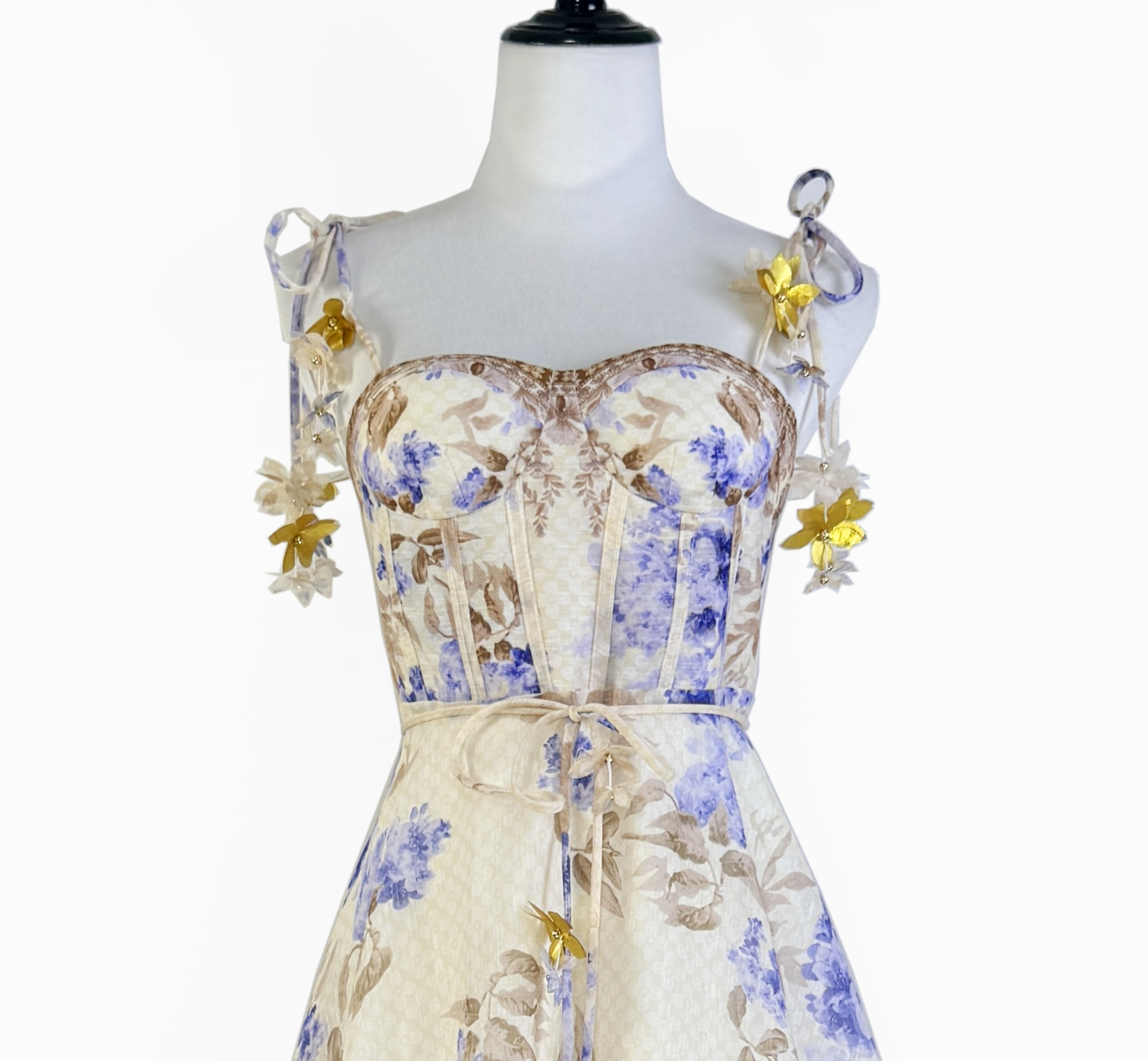 Real shot of Z's light luxury high-end star style floral print flower suspender fishbone waist cinching fairy dress Real shot of Z's light luxury high-end star style floral print flower suspender fishbone waist cinching fairy dress