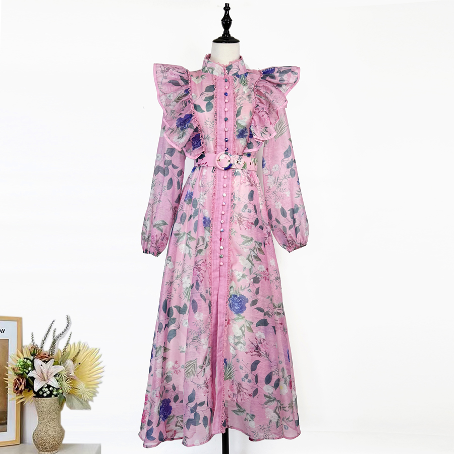 Real time shooting of European and American fashion, light luxury patchwork lace, ruffle edges, flying sleeves, temperament dress+camisole dress+waistband