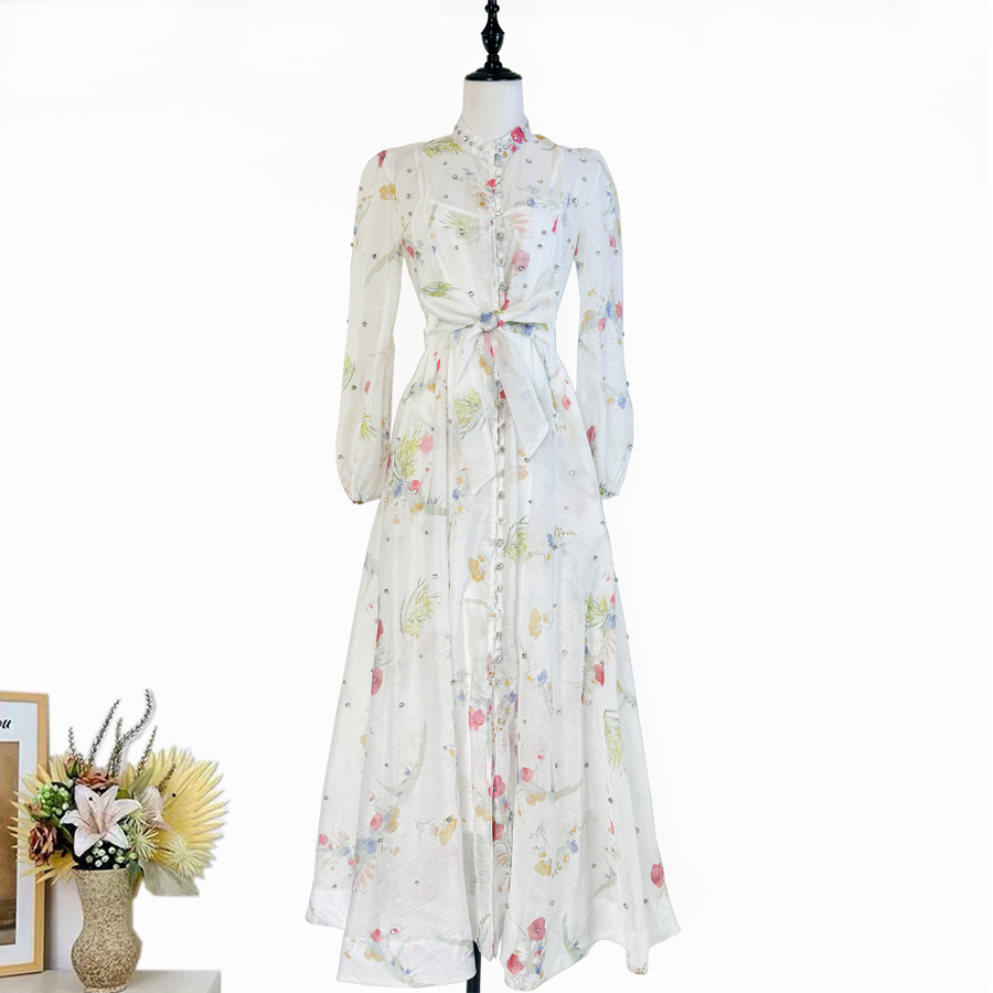 29 color French stand up collar lantern sleeve studded diamond sparkling super large skirt dress long skirt party skirt 29 color French stand up collar lantern sleeve studded diamond sparkling super large skirt dress long skirt party skirt