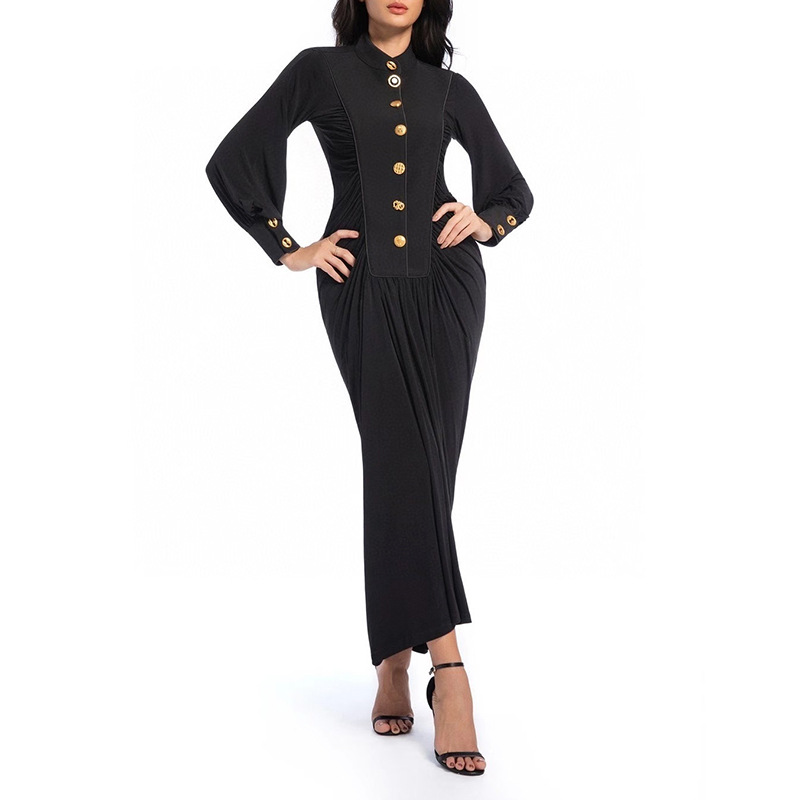 Australian fashion brand high-end banquet dress 2025 new style temperament long sleeved versatile waist bag hip dress for women