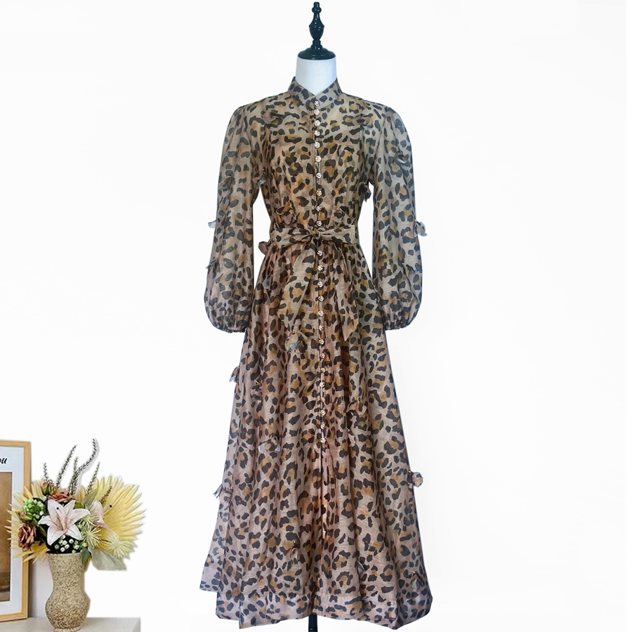 Real shot of European and American retro printed single breasted three-dimensional flower long dress, elegant party dress, long skirt Real shot of European and American retro printed single breasted three-dimensional flower long dress, elegant party dress, long skirt