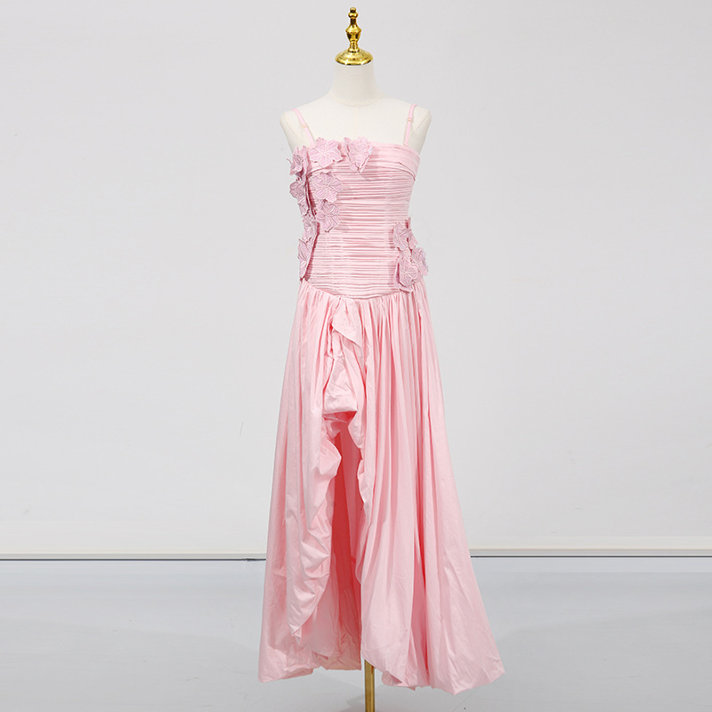 Sexy European and American style fashionable slit dress 2025 new three-dimensional flower collage design one shoulder long skirt summer Sexy European and American style fashionable slit dress 2025 new three-dimensional flower collage design one shoulder long skirt summer