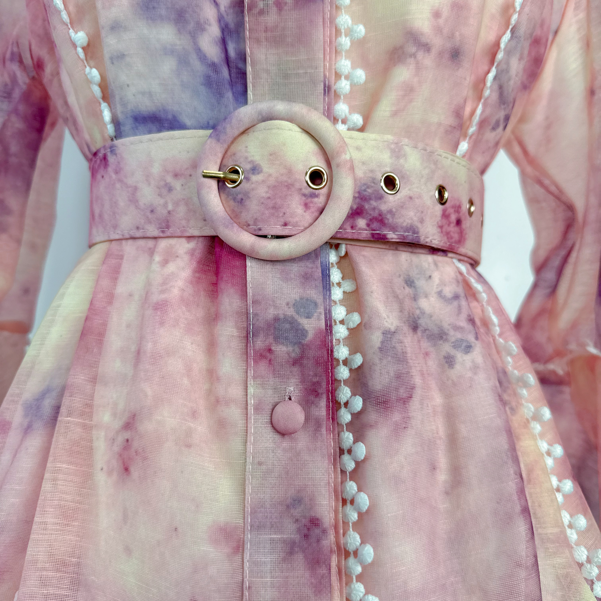 Realistic Australian Elegant Design Lace Bordered Printed Buckle Lantern Long Sleeve Loose Temperament Dress Autumn Realistic Australian Elegant Design Lace Bordered Printed Buckle Lantern Long Sleeve Loose Temperament Dress Autumn