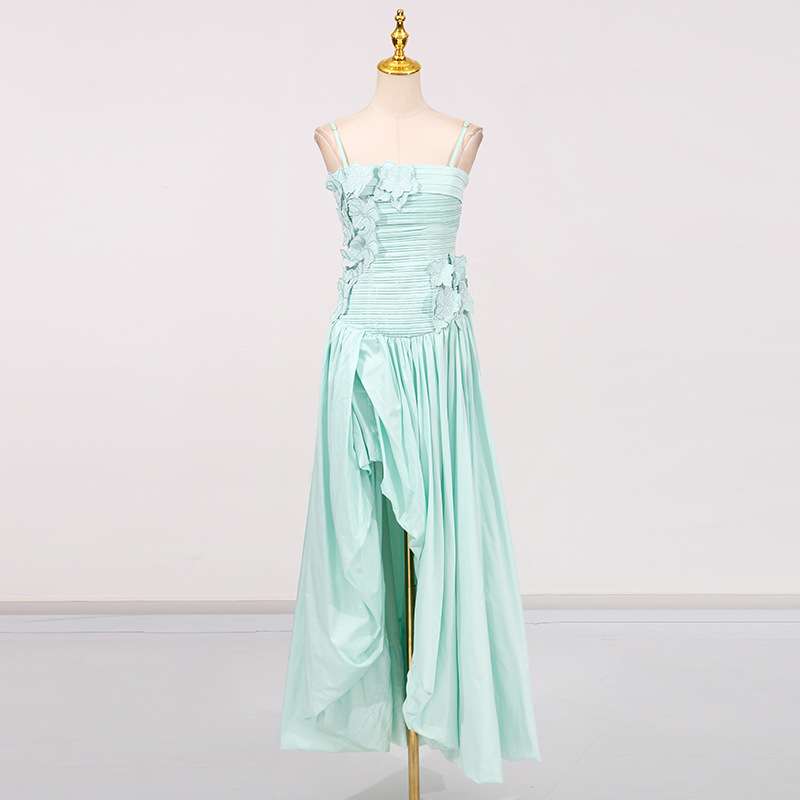 Sexy European and American style fashionable slit dress 2025 new three-dimensional flower collage design one shoulder long skirt summer Sexy European and American style fashionable slit dress 2025 new three-dimensional flower collage design one shoulder long skirt summer