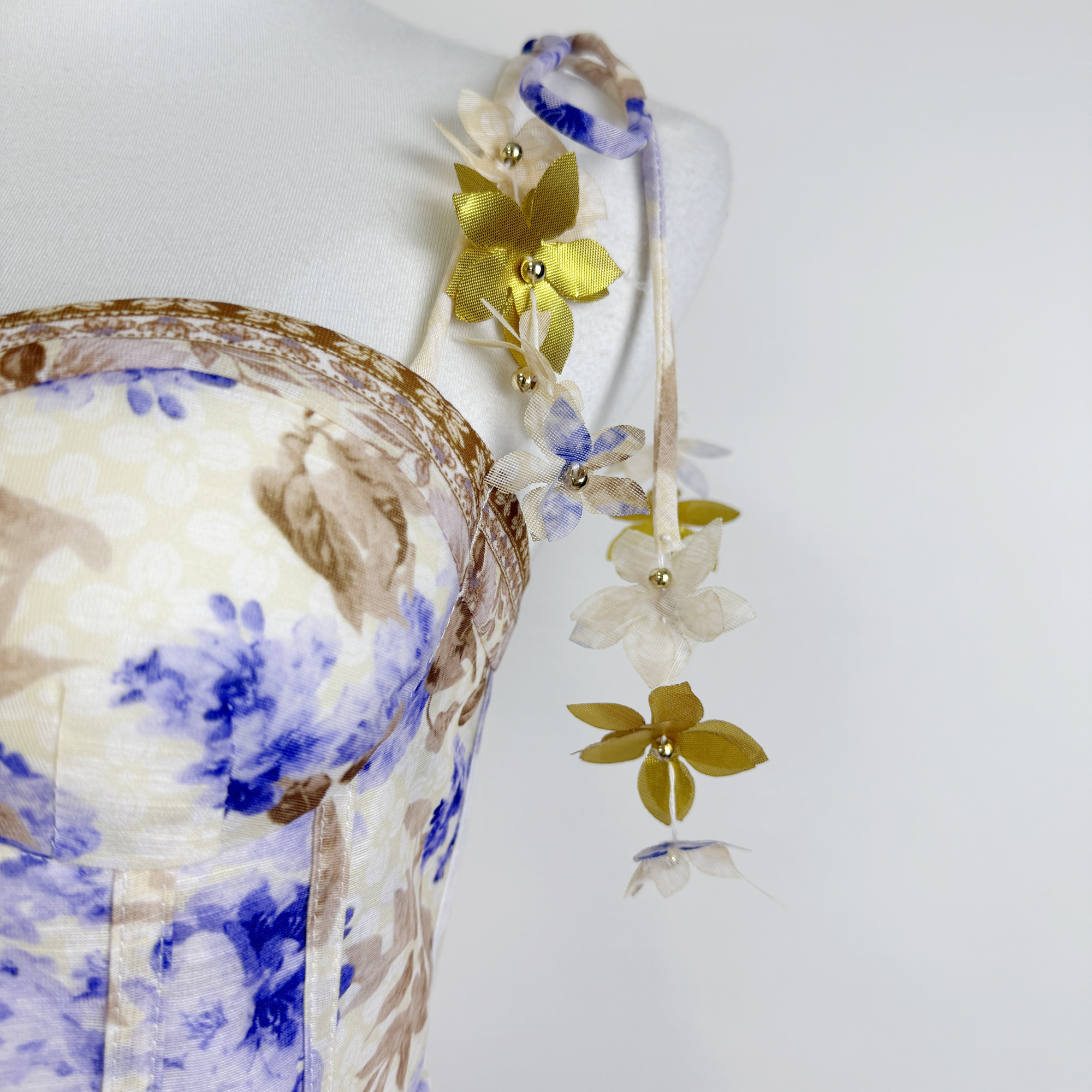 Real shot of Z's light luxury high-end star style floral print flower suspender fishbone waist cinching fairy dress Real shot of Z's light luxury high-end star style floral print flower suspender fishbone waist cinching fairy dress