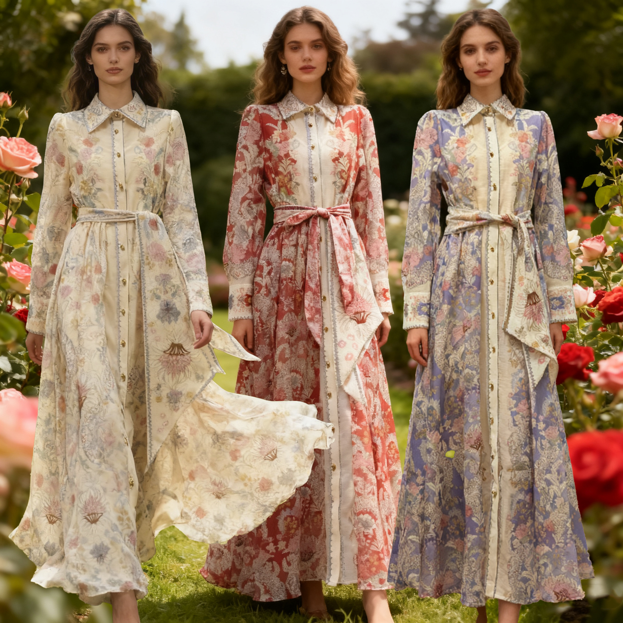 New printed button down long dress, long skirt