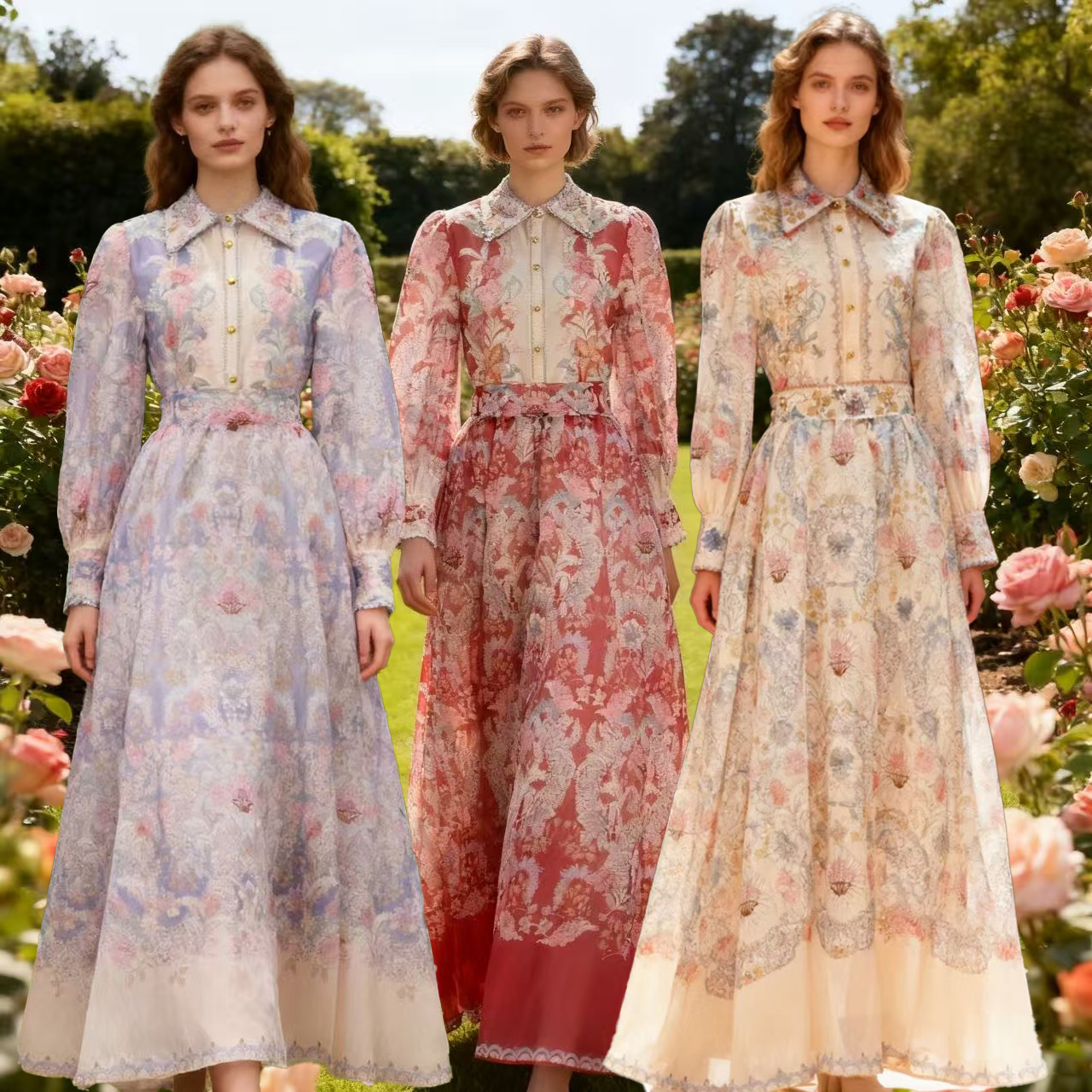 New Paisley New Printing Craft Pattern Button Extended Large Skirt Set Skirt 33 Colors