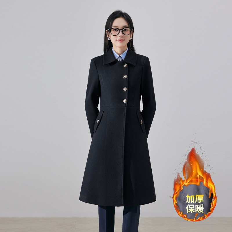 Autumn and winter thick single breasted gray woolen coat for women 2024 new style temperament goddess style professional long sleeved coat Autumn and winter thick single breasted gray woolen coat for women 2024 new style temperament goddess style professional long sleeved coat