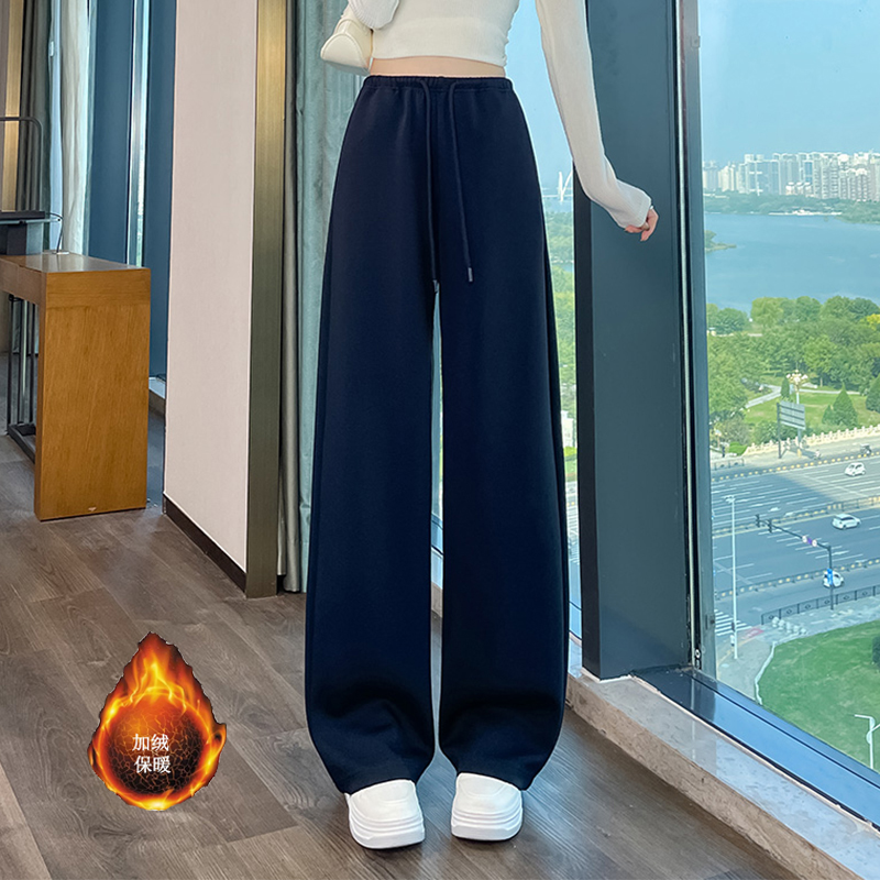 Velvet thickened warm sports pants for women in autumn and winter 2025, fashionable and simple temperament, elastic waisted commuting casual pants Velvet thickened warm sports pants for women in autumn and winter 2025, fashionable and simple temperament, elastic waisted commuting casual pants