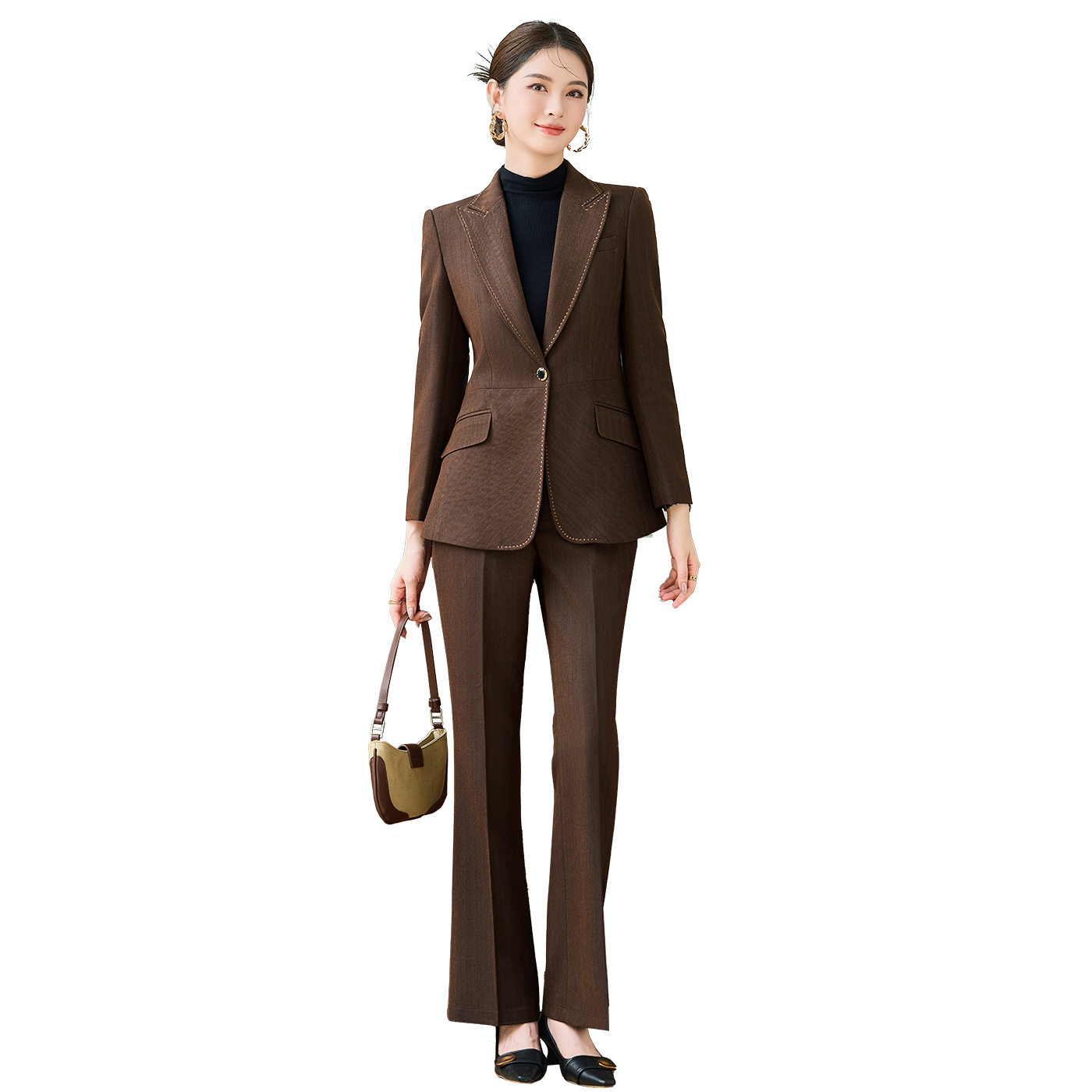 Women's professional workwear suit set 2025 early autumn slim fit and slimming one button commuting formal wear long sleeved suit Women's professional workwear suit set 2025 early autumn slim fit and slimming one button commuting formal wear long sleeved suit