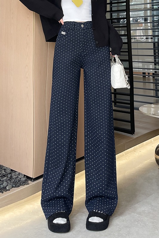 Fashionable Western Wave Point Wide Leg Pants for Women 2025 Early Autumn New High Waist Style Casual Versatile Loose Casual Pants Fashionable Western Wave Point Wide Leg Pants for Women 2025 Early Autumn New High Waist Style Casual Versatile Loose Casual Pants