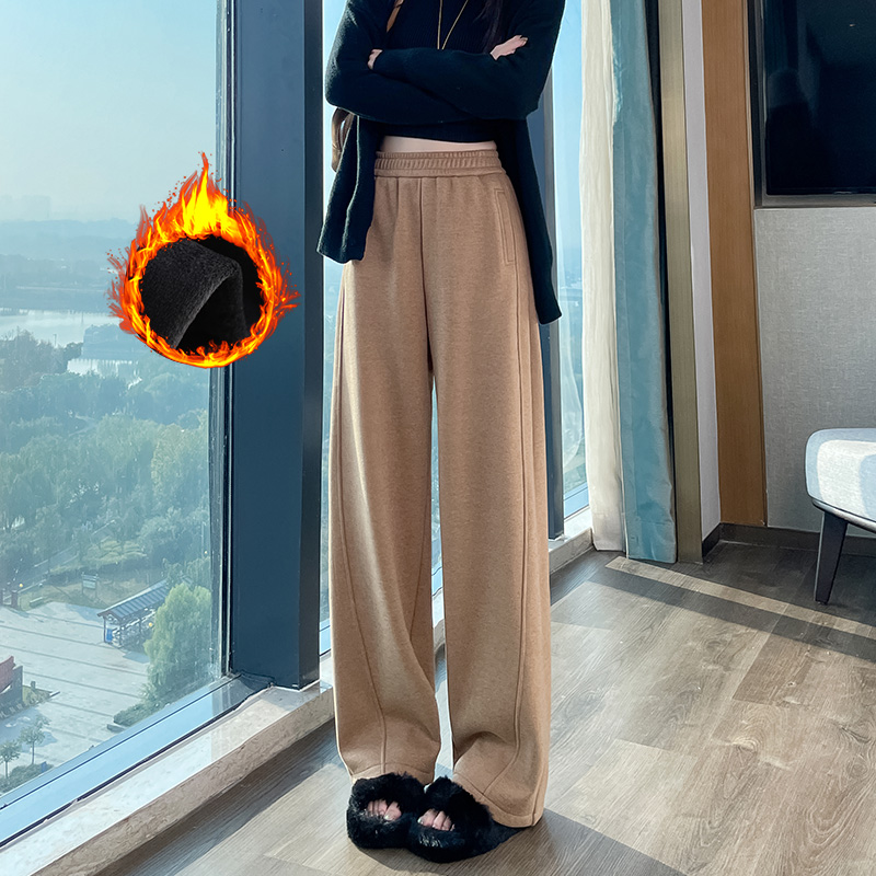 Wool wide leg pants for women in autumn and winter of 2025, fashionable and simple temperament, versatile for commuting, and thick woolen warm casual pants Wool wide leg pants for women in autumn and winter of 2025, fashionable and simple temperament, versatile for commuting, and thick woolen warm casual pants