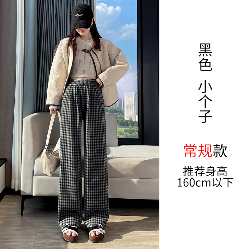Thick and warm plaid casual pants with added fleece, women's autumn and winter new design sense, niche temperament, versatile elastic waisted pants Thick and warm plaid casual pants with added fleece, women's autumn and winter new design sense, niche temperament, versatile elastic waisted pants