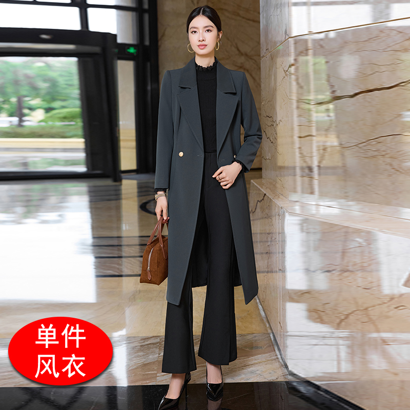 Tall, medium to long windbreaker for women in early autumn 2025, new lace up waist cinching and slimming style, goddess style long sleeved jacket Tall, medium to long windbreaker for women in early autumn 2025, new lace up waist cinching and slimming style, goddess style long sleeved jacket