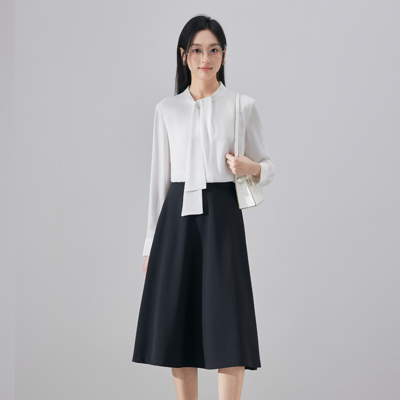 Fashionable Western style ribbon shirt, women's 2025 autumn outfit, new simple temperament OL casual versatile shirt dress Fashionable Western style ribbon shirt, women's 2025 autumn outfit, new simple temperament OL casual versatile shirt dress