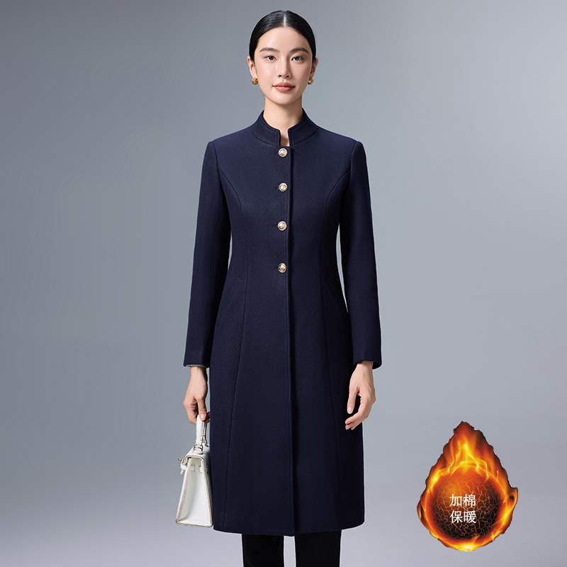 Cotton thickened warm woolen coat for women in winter 2025, simple and capable temperament, goddess style medium long jacket Cotton thickened warm woolen coat for women in winter 2025, simple and capable temperament, goddess style medium long jacket
