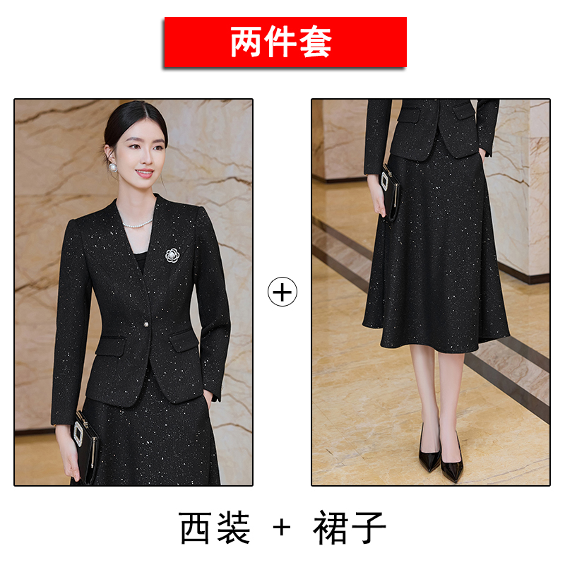 Slimming and slimming V-neck suit jacket for women in autumn, fashionable and simple temperament, versatile suit and skirt set for commuting Slimming and slimming V-neck suit jacket for women in autumn, fashionable and simple temperament, versatile suit and skirt set for commuting