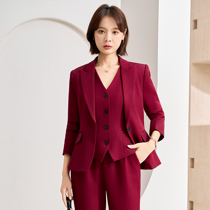 Professional formal suit, vest pants, three piece set, women's autumn slim fit, slimming temperament, goddess style commuting work clothes