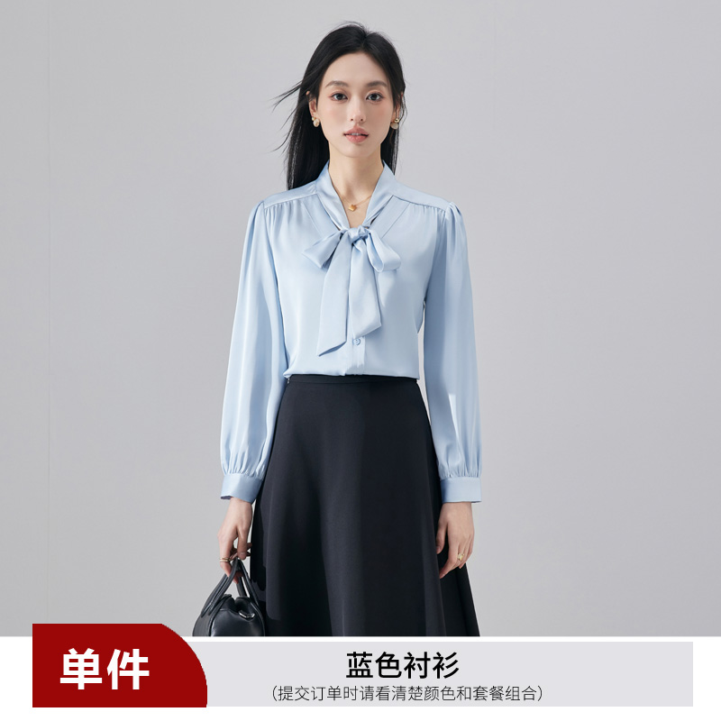 Design sense, temperament, ribbon shirt, small shirt, women's 2025 early autumn fashion, western-style, age reducing OL casual versatile shirt Design sense, temperament, ribbon shirt, small shirt, women's 2025 early autumn fashion, western-style, age reducing OL casual versatile shirt