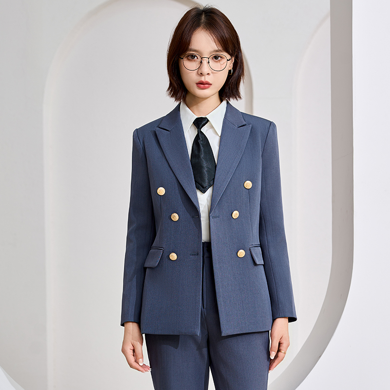 Commuting formal suit in navy blue, women's 2025 autumn new style slim fit and high-end double breasted suit Commuting formal suit in navy blue, women's 2025 autumn new style slim fit and high-end double breasted suit