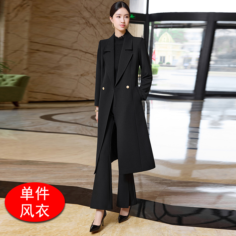 Tall, medium to long windbreaker for women in early autumn 2025, new lace up waist cinching and slimming style, goddess style long sleeved jacket Tall, medium to long windbreaker for women in early autumn 2025, new lace up waist cinching and slimming style, goddess style long sleeved jacket