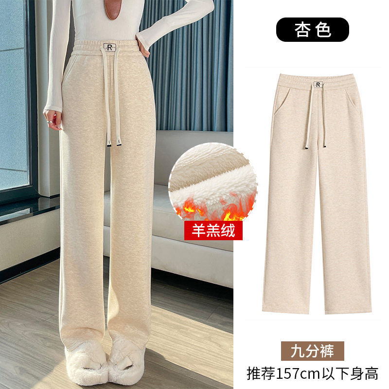 Thick and warm lamb wool narrow version wide leg pants for women in autumn and winter, fashionable and simple temperament, versatile commuting sports and leisure pants Thick and warm lamb wool narrow version wide leg pants for women in autumn and winter, fashionable and simple temperament, versatile commuting sports and leisure pants