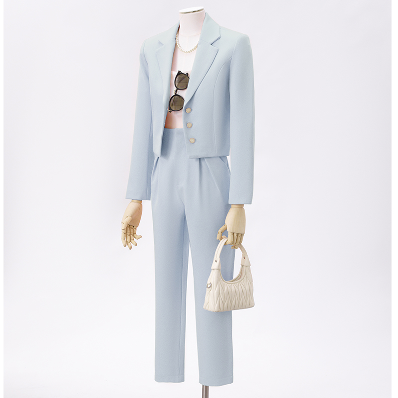 Small single breasted short suit jacket for women in autumn, simple and capable temperament, goddess style suit set Small single breasted short suit jacket for women in autumn, simple and capable temperament, goddess style suit set